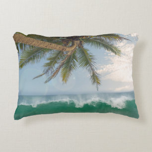 Coussins Décoratifs Vague de l'océan tropical et cocotier