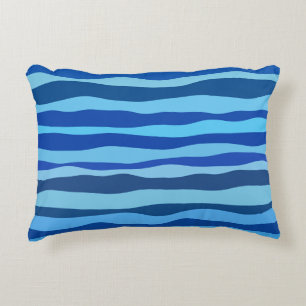 Coussins Décoratifs Vagues de bleu cyan marine cobalt bleu ciel