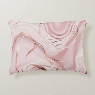 Coussins Décoratifs Vagues or Rose en marbre liquide