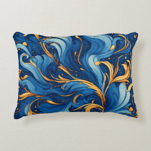 Coussins Décoratifs Vagues royales de fantaisie Tourbillons de bleu et