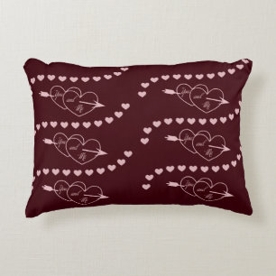 Coussins Décoratifs Valentine Hearts You & Me Bourgogne et rose