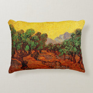 Coussins Décoratifs Van Gogh Oliviers avec ciel jaune et soleil