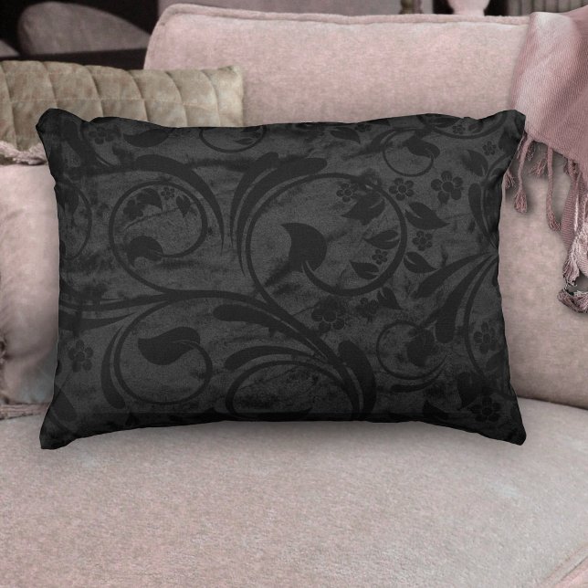 Coussins Décoratifs Velvet Floral Moderne Noir (Créateur téléchargé)