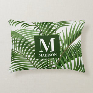 Coussins Décoratifs Verdure tropicale Aquarelle Palmier Monogramme