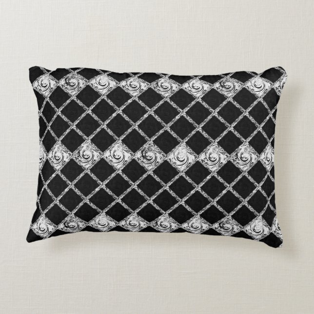 Coussins Décoratifs vérifier le motif noir blanc (Dos)