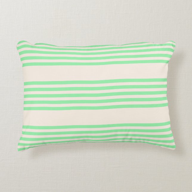 Coussins Décoratifs Vert et beige cinq rayures motif (Devant)