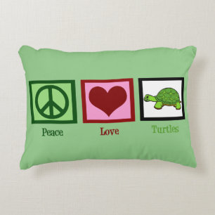 Coussins Décoratifs Vert mignon de tortues d'amour de paix
