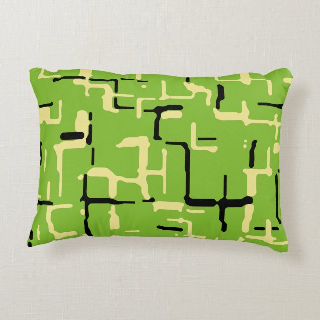Coussins Décoratifs Vert Noir Jaune Motif Moderne (Dos)