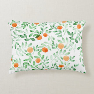 Coussins Décoratifs Vert orange Tangerine Provence Aquarelle