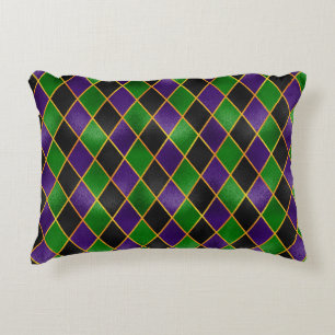 COUSSINS DÉCORATIFS VERT PURPLE BLACK OR DIAMOND MOTIFS