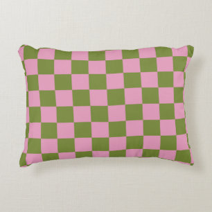 Coussins Décoratifs Vert rose À damiers En vichy Motif