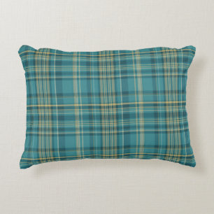 Coussins Décoratifs Vert sarcelle jaune beige carreaux tartan