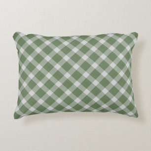 Coussins Décoratifs Vert sauge foncé et blanc à carreaux à plaid gingh