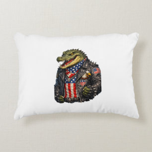 Coussins Décoratifs Veste en cuir de motard alligator patriotique féro