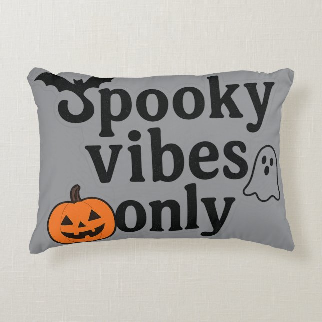 Coussins Décoratifs Vibes éffrayantes uniquement 🎃 | Conception d'aut (Devant)