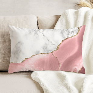 Coussins Décoratifs Vibré rose doré Agate blanc gris marbre