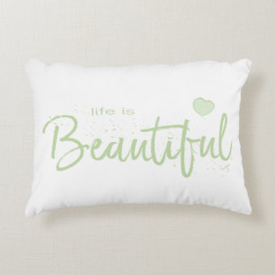 Coussins Décoratifs Vie est-belle-verte Texte vert