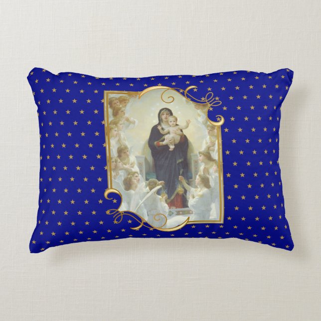 Coussins Décoratifs Vierge religieuse Marie Dame des Anges (Devant)