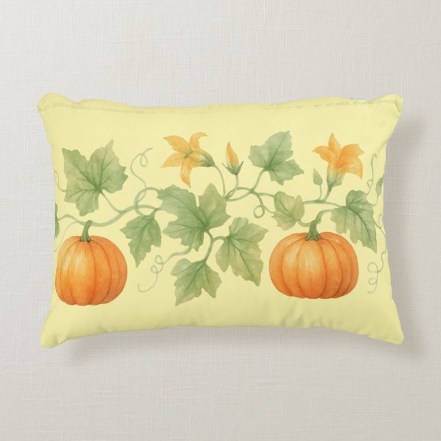 Coussins Décoratifs Vin citrouille Avec Fleurs (Devant)