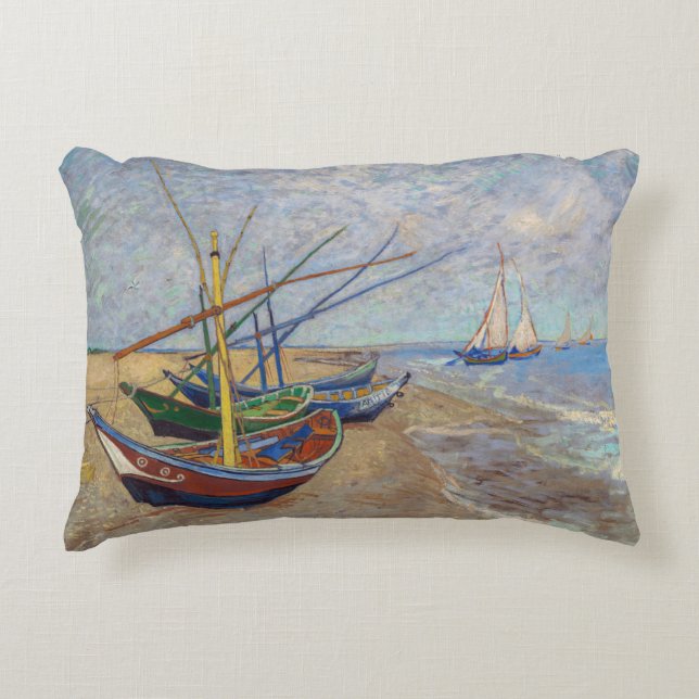 Coussins Décoratifs Vincent van Gogh - Bateaux de pêche sur la plage (Devant)