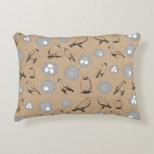 Coussins Décoratifs Vintage Birds & Nid Rustic Kraft Brown