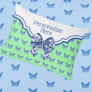 Coussins Décoratifs Vintage Bleu Bleu Bouche Papillon Personnalisé