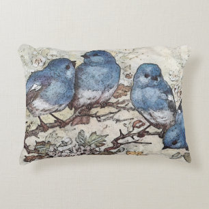Coussins Décoratifs Vintage bluebird illustration oiseaux mignons natu
