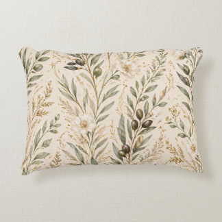 Coussins Décoratifs  Vintage Botanical Olive Branches & Ivory Floral
