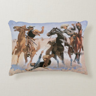 Coussins Décoratifs Vintage Cowboys, Aiding a Camrade Remington