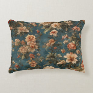 Coussins Décoratifs Vintage Exquis Blanc et Fleurs Rouges Corail Luxur