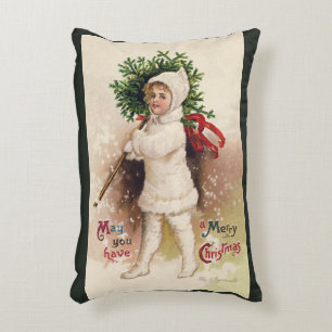 Coussins Décoratifs Vintage fille avec arbre de Noël, Ellen Clapsaddle