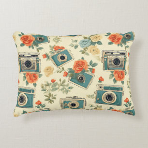 Coussins Décoratifs Vintage Floral & Motif de caméra