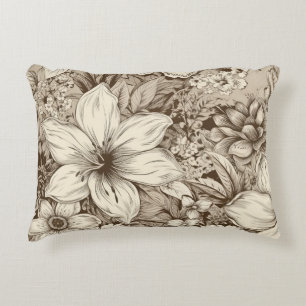 Coussins Décoratifs Vintage Floral Sepia Motif (3)