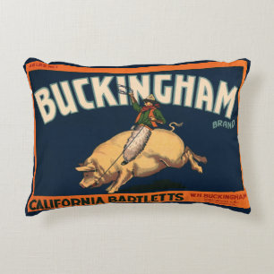 Coussins Décoratifs Vintage Fruit Crate Étiquette Art Cowboy sur Pig R