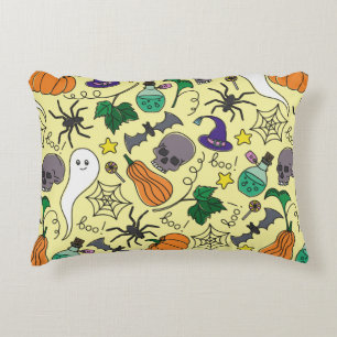 Coussins Décoratifs vintage Halloween sans couture motif. Citrouille,