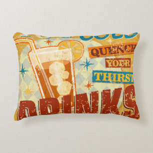 Coussins Décoratifs Vintage Ice Froid Boissons signe métallique. vinta