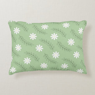Coussins Décoratifs Vintage Mid-Century Green Flower Motif