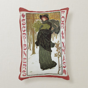 Coussins Décoratifs Vintage Noël Art nouveau Scribners Cover 1895