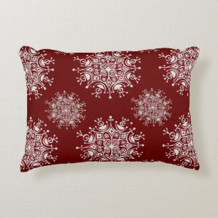 Coussins Décoratifs Vintage Noël Snowflakes Red Blizzard Motif