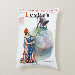 Coussins Décoratifs Vintage Patriotique Lady Liberty Magazine Couvertu
