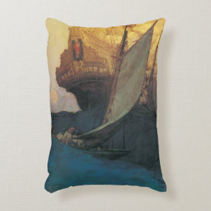 Coussins Décoratifs Vintage Pirate, Attaque d'un galion par Howard Pyl