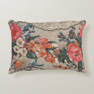 Coussins Décoratifs Vintage rouge orange blanc motif