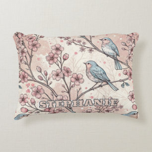 Coussins Décoratifs Vintage Sakura Cerry Blossom & Bird Aesthétiquemen