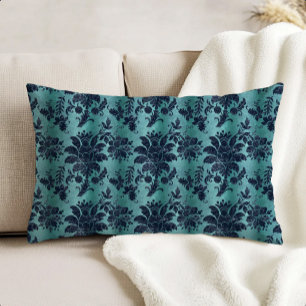 Coussins Décoratifs Vintage Velours Faux Floral Bleu Nuit Turquoise