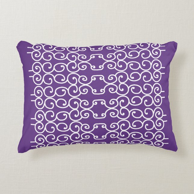 Coussins Décoratifs Violet avec rouleaux blancs (Devant)