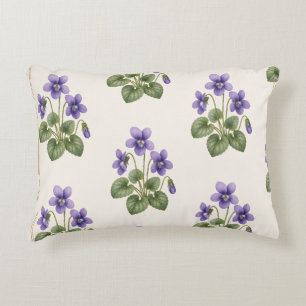 Coussins Décoratifs Violet Botanique, Fleur de Naissance de Février