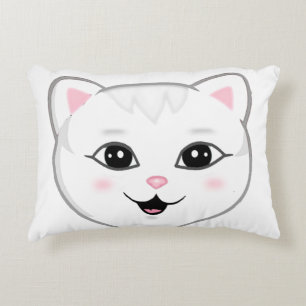 Coussins Décoratifs Visage de chat blanc heureux mignon