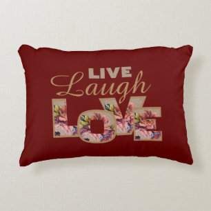 Coussins Décoratifs Vivre, rire, aimer Floral rustique sur Bourgogne