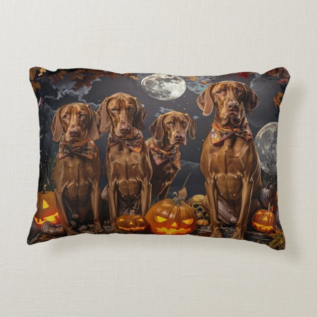 Coussins Décoratifs Vizsla Halloween Éffrayant (Dos)