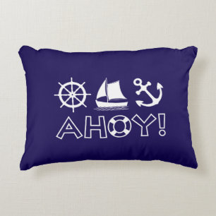 Coussins Décoratifs Voilier Ancre Ahoy! BLANCHE